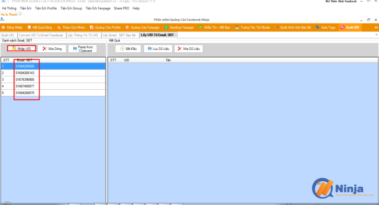 phần mềm quét UID Facebook