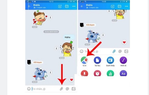 gửi định vị trên zalo