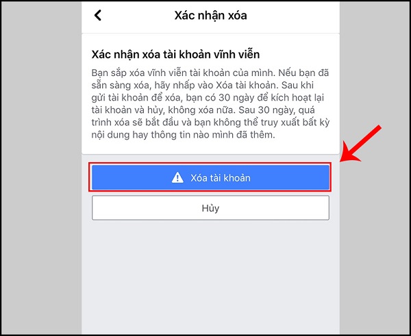 xóa tài khoản facebook trên iphone