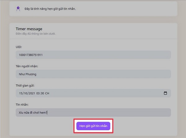 Hẹn giờ gửi tin nhắn