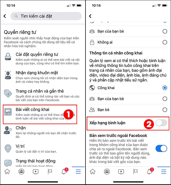 xếp hạng bình luận trên facebook là gì