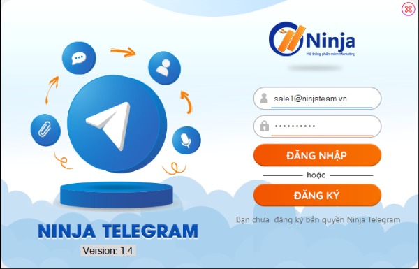 Đăng nhập phần mềm Ninja Telegram để chạy auto add member