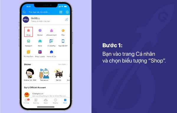 Bước 1: Truy cập trang cá nhân và chọn biểu tượng Cửa hàng