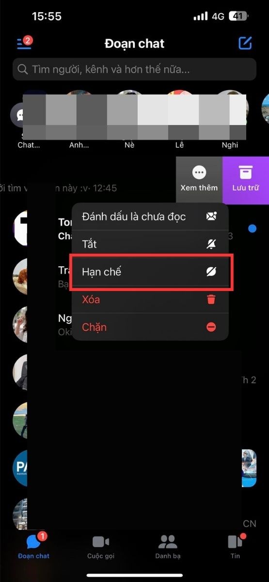 chọn "Hạn chế" để hoàn tất quá trình