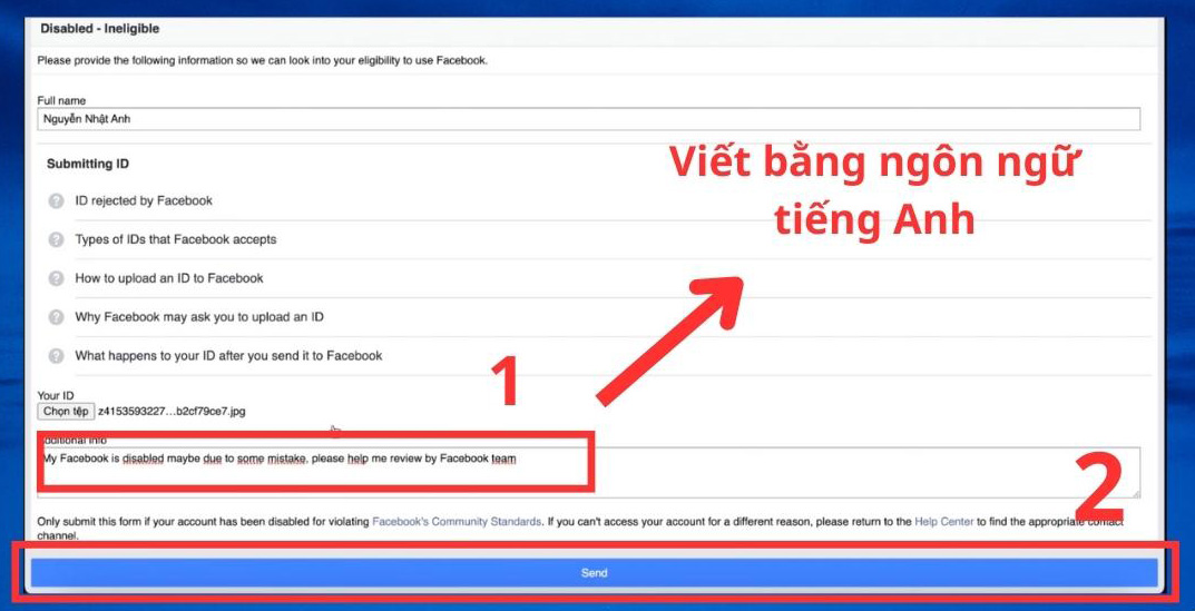 Cách kháng nghị tài khoản Facebook bị vô hiệu hóa 180 ngày khi đã tải giấy tờ tùy thân lên