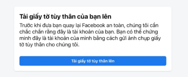 tải lên giấy tờ tùy thân để kháng nghị