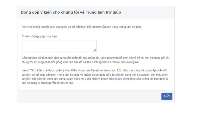 Cách báo cáo lỗi qua link facebook 443