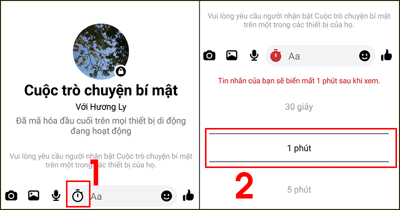 Cách bật tính năng tự hủy tin nhắn trong cuộc trò chuyện bí mật