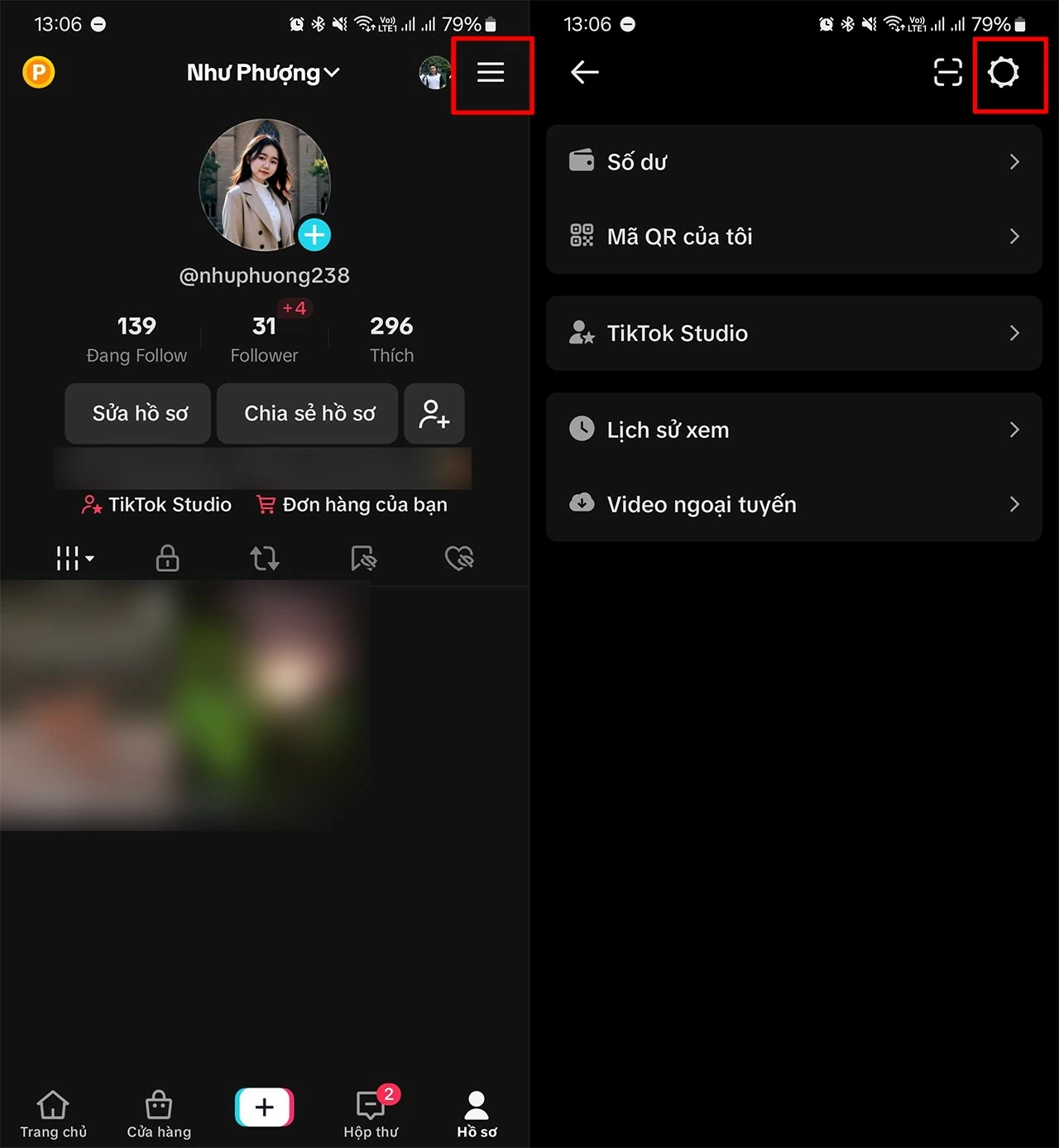 Bước 1 chặn tin nhắn ở trên tiktok