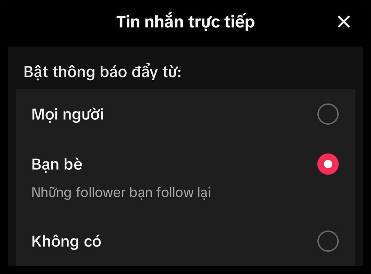 Bước 3 chặn tin nhắn trên tiktok
